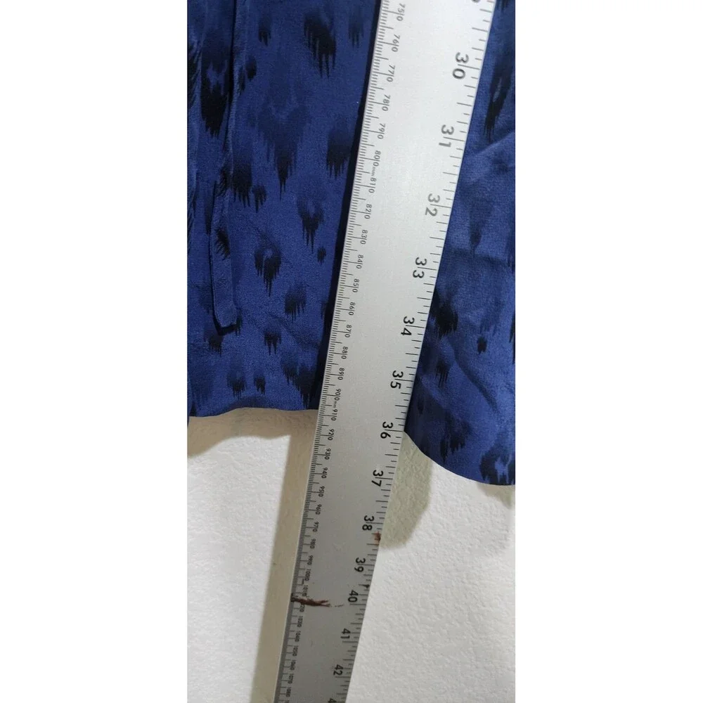 REBECCA TAYLOR blue silk long sleeve pockets belted front frill dress tunic 8